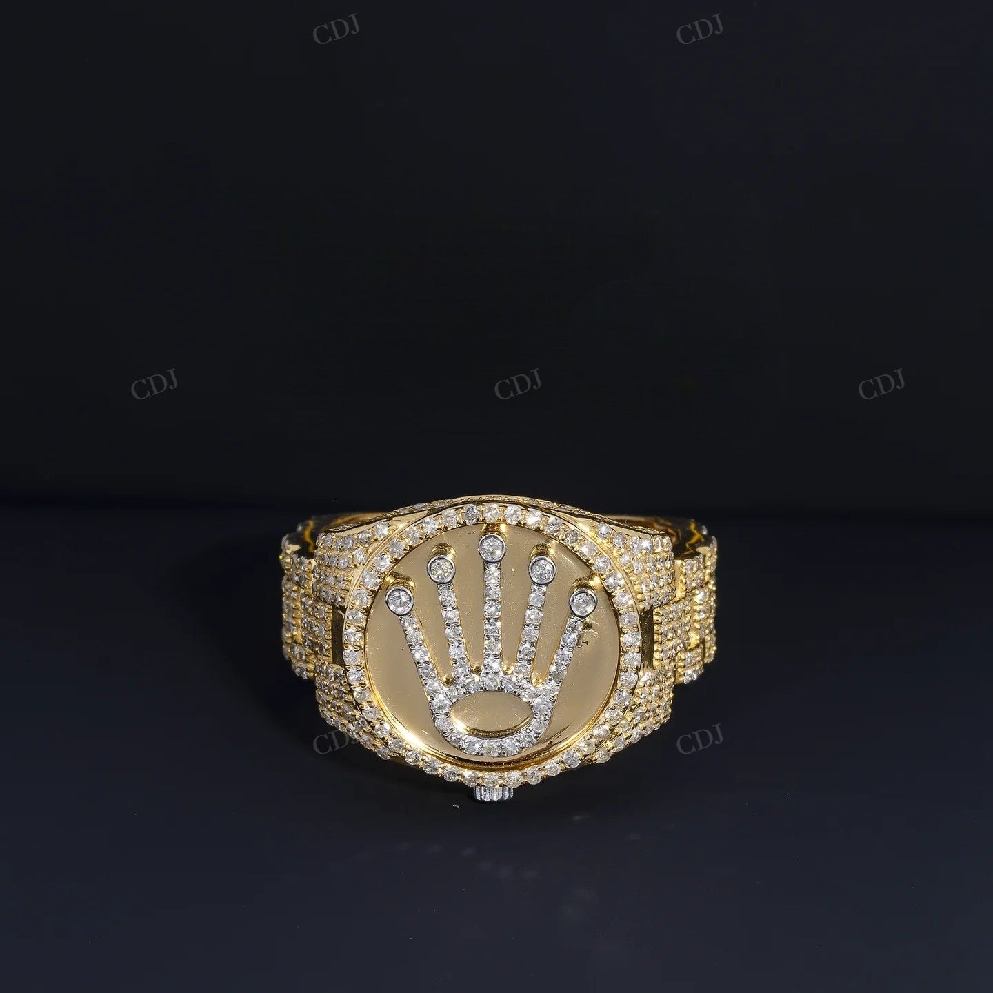 925 Sterling Silver Moissanite Crown Ring Hip Hop Ring customdiamjewel