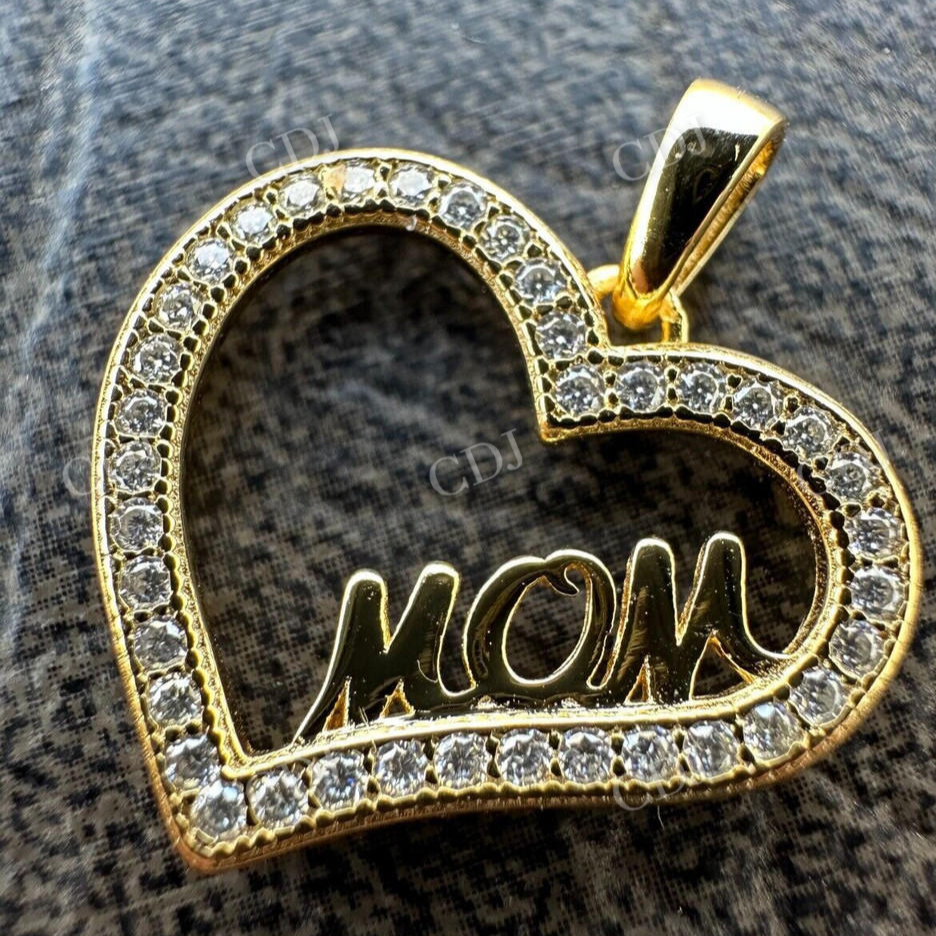Iced Mom Heart Shape Diamond Pendant  customdiamjewel   