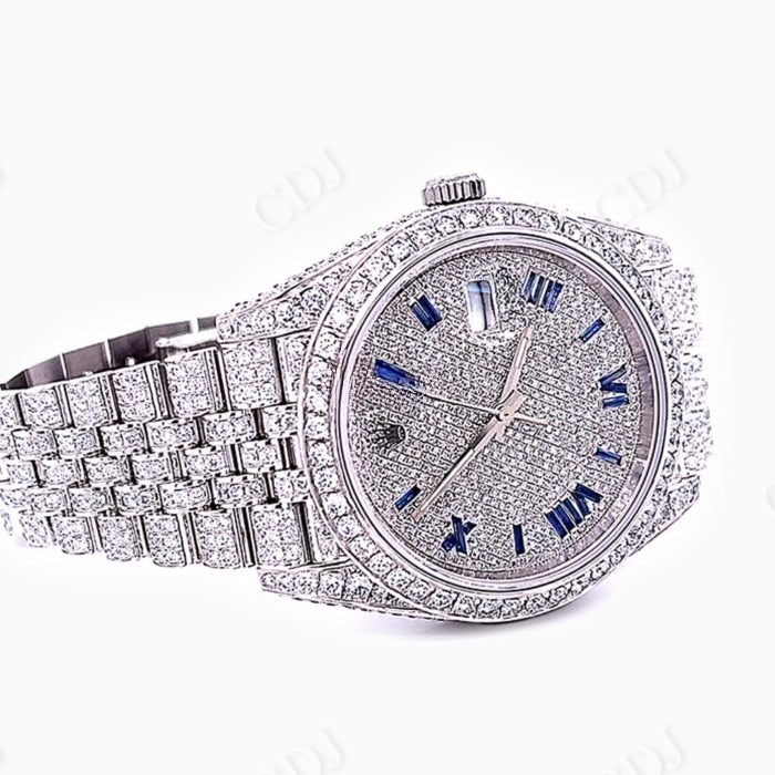 Cross Bezel Rolex Full White Iced Out Hip Hop Watch customdiamjewel