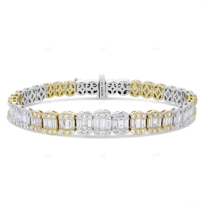 Two Tone VVS Moissanite Tennis Bracelet For Unisex CustomDiamJewel