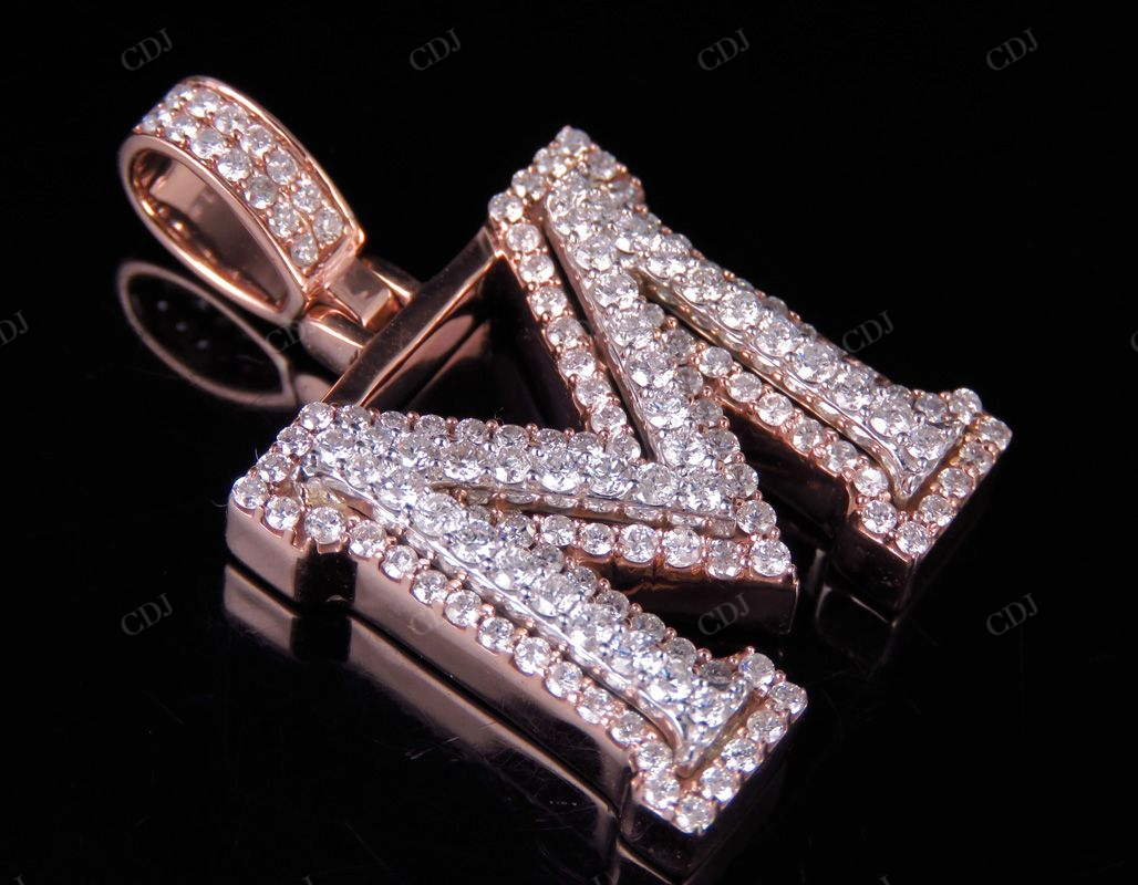 1.5CTW 10k Solid Gold Diamond 3D Initial M Letter Pendant CustomDiamJewel