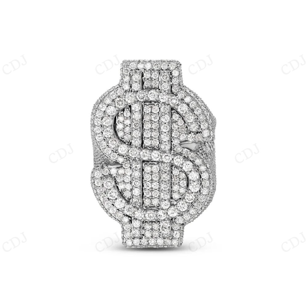 925 Sterling Silver Moissanite Diamond Dollar Sign Ring hip hop jewelry CustomDiamJewel