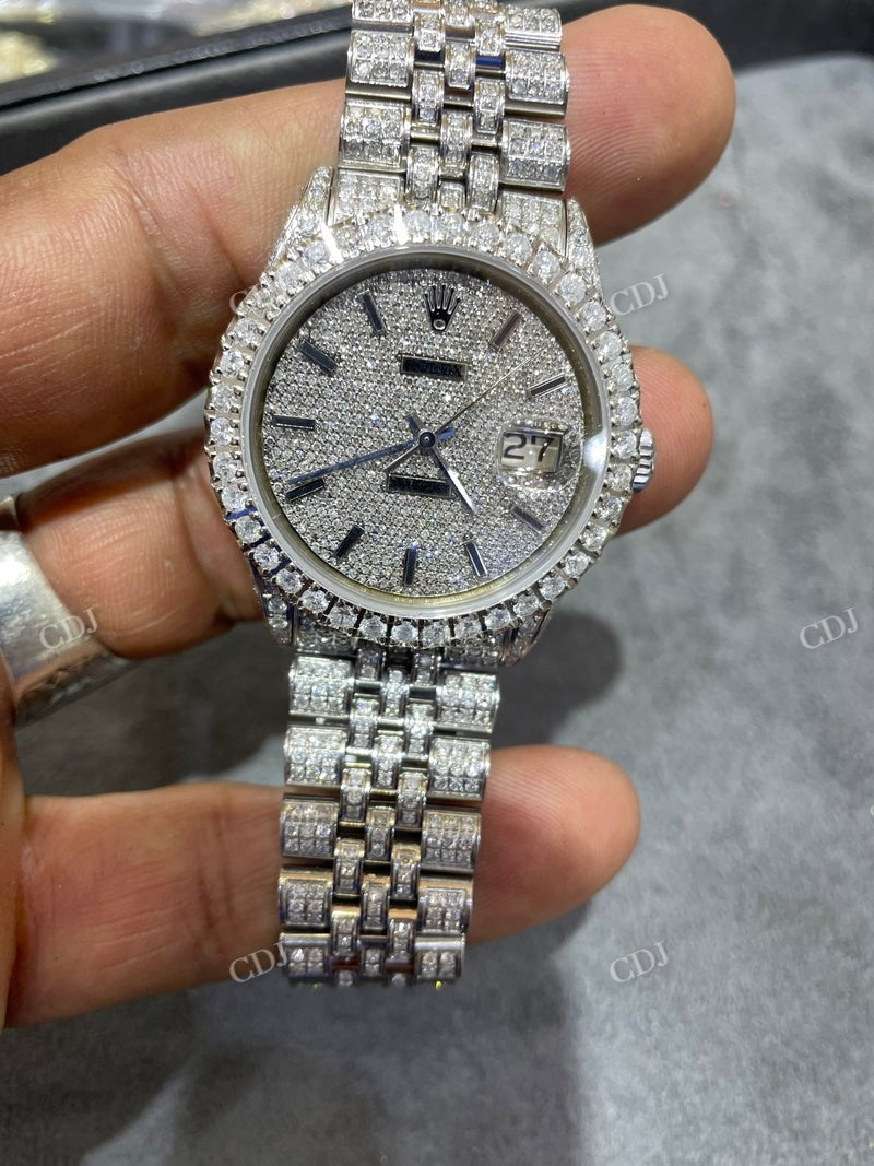 36 mm Rolex Jubilee Full White Date Just Moissanite Watch For Men customdiamjewel