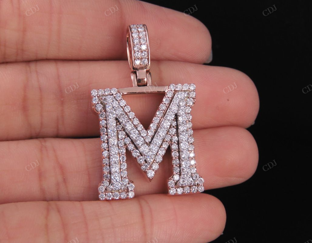 1.5CTW 10k Solid Gold Diamond 3D Initial M Letter Pendant CustomDiamJewel