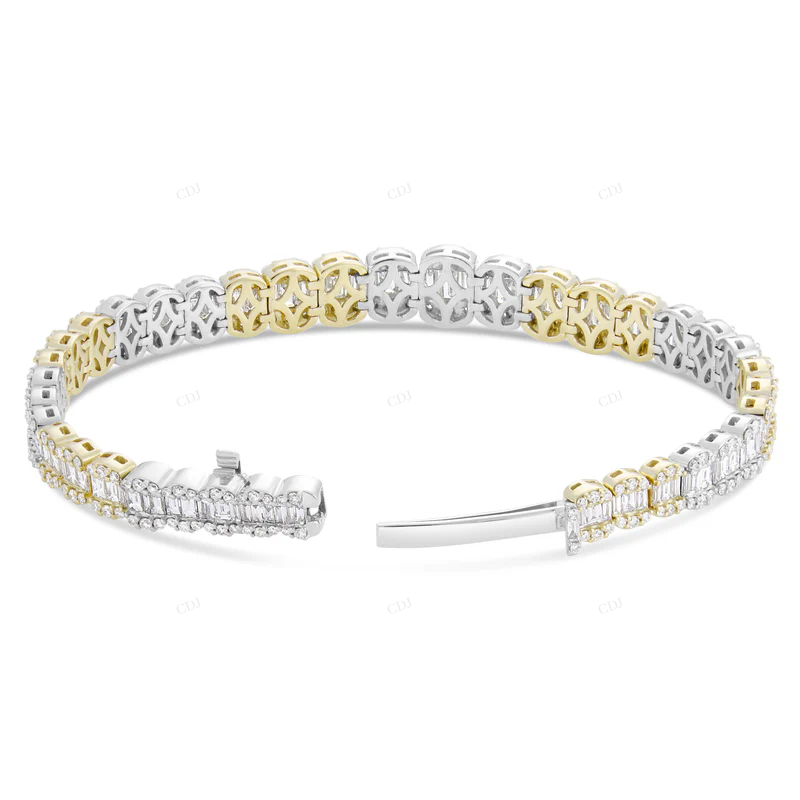 Two Tone VVS Moissanite Tennis Bracelet For Unisex CustomDiamJewel
