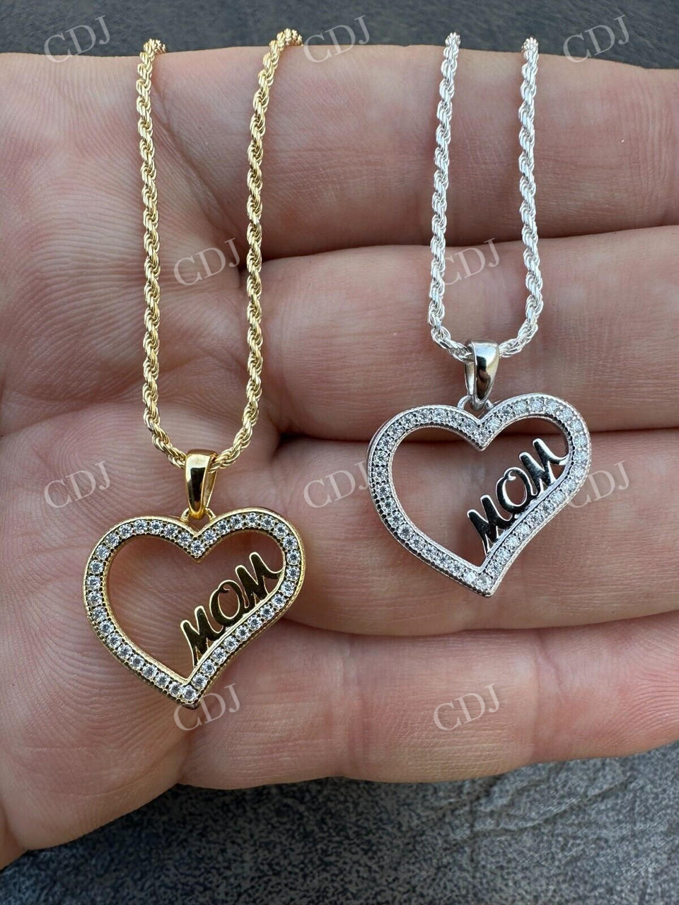 Iced Mom Heart Shape Diamond Pendant  customdiamjewel   