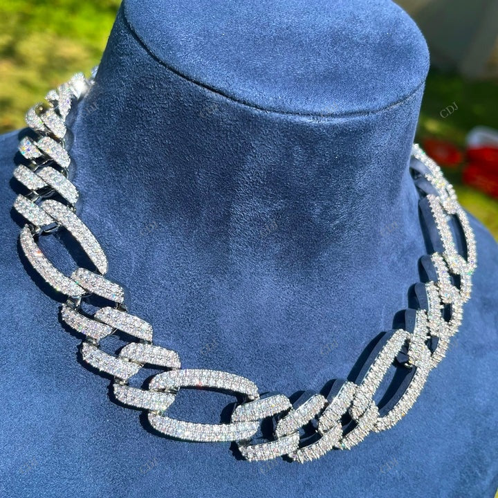 18K Yellow Rose White gold Plated Cuban Link Chain CustomDiamJewel