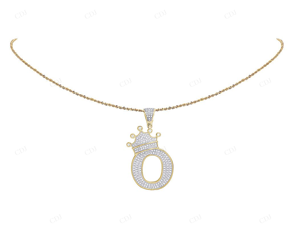 10K Gold 1.7" Custom Natural Diamond O Letter Pendant CustomDiamJewel
