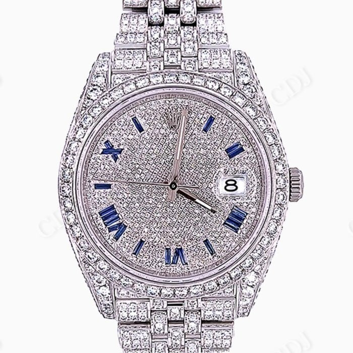 Cross Bezel Rolex Full White Iced Out Hip Hop Watch customdiamjewel