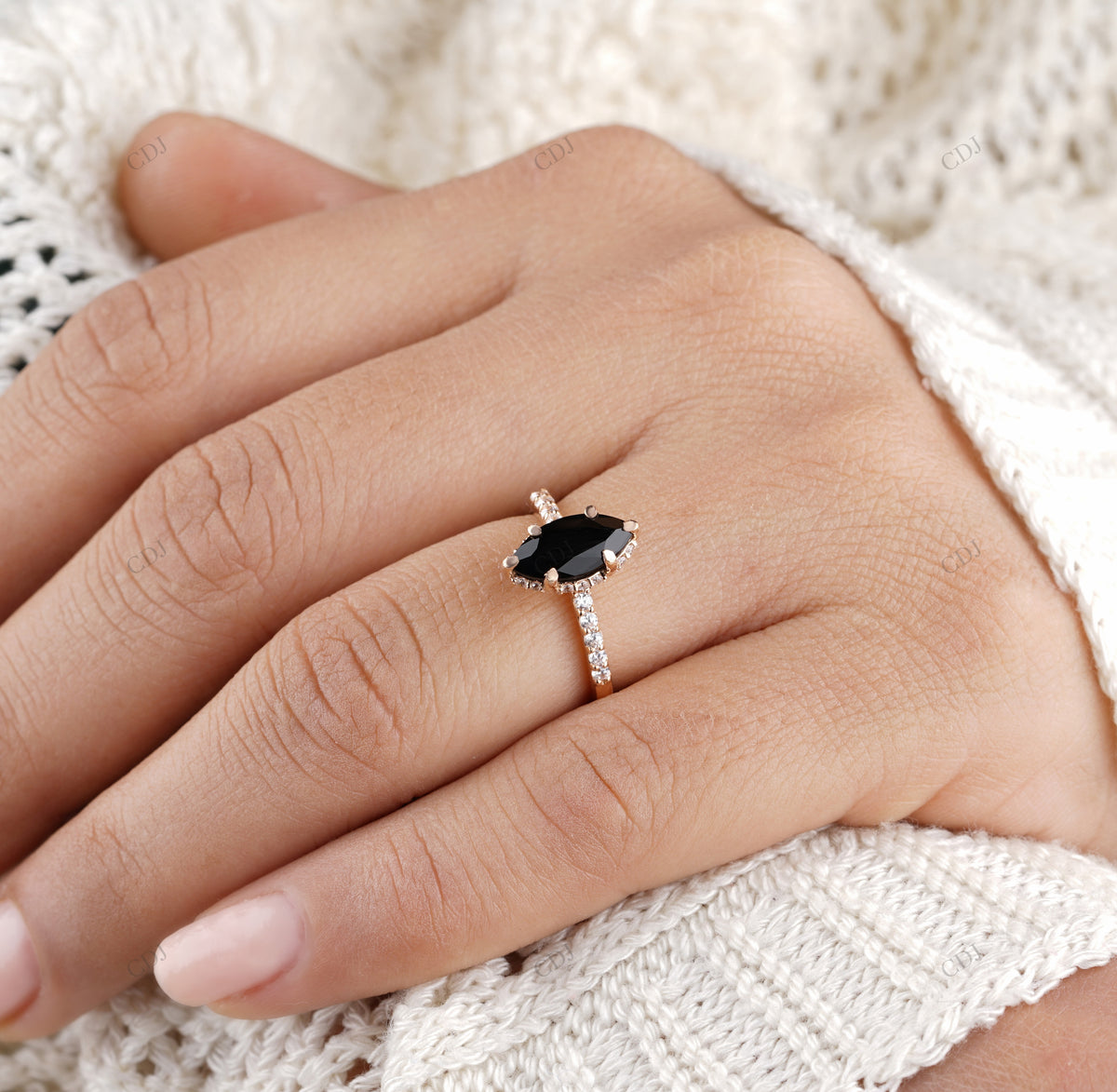 Black Marquise Moissanite Diamond Ring customdiamjewel