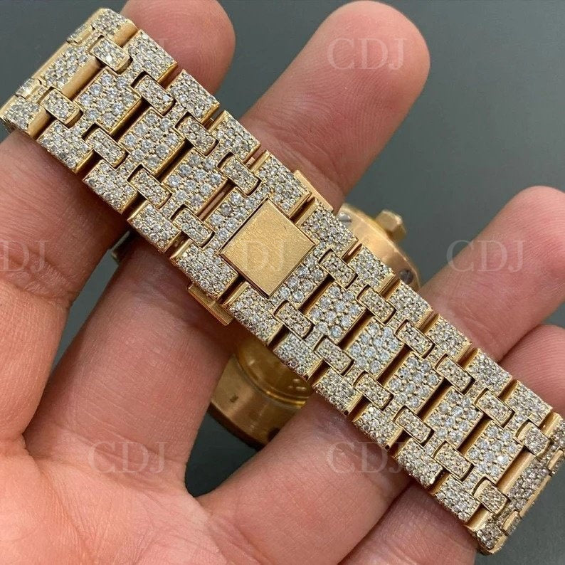 VVS Moissanite Rose Gold Plated Full Iced Bust Down AP Watch customdiamjewel