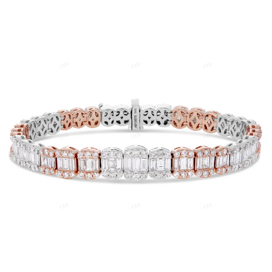 Two Tone VVS Moissanite Tennis Bracelet For Unisex CustomDiamJewel