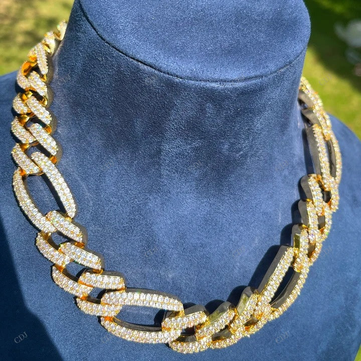 18K Yellow Rose White gold Plated Cuban Link Chain CustomDiamJewel