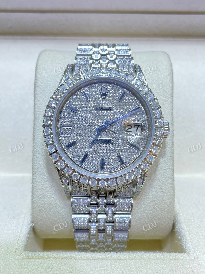 36 mm Rolex Jubilee Full White Date Just Moissanite Watch For Men customdiamjewel