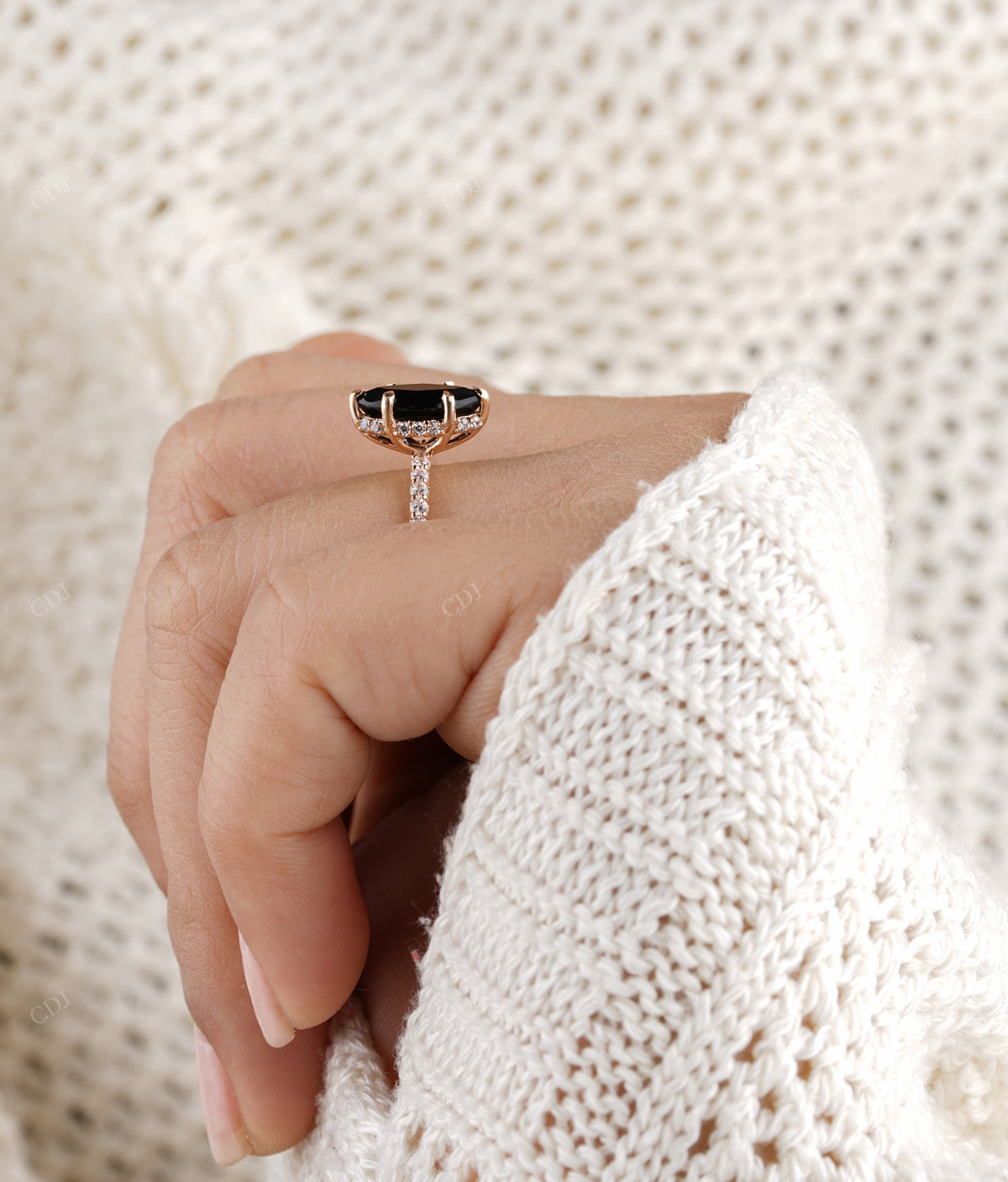 Black Marquise Moissanite Diamond Ring customdiamjewel