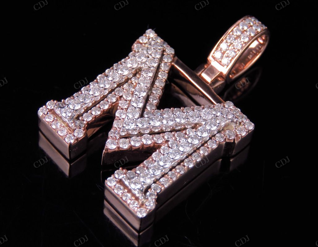 1.5CTW 10k Solid Gold Diamond 3D Initial M Letter Pendant CustomDiamJewel
