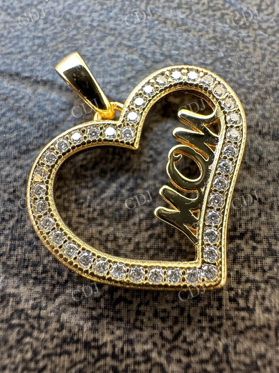 Iced Mom Heart Shape Diamond Pendant  customdiamjewel   