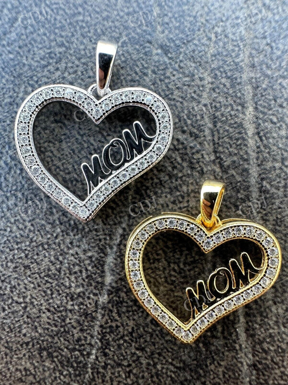 Iced Mom Heart Shape Diamond Pendant  customdiamjewel   