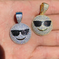 14k Gold Cool Smiley Emoji Iced Pendant  customdiamjewel   