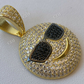 14k Gold Cool Smiley Emoji Iced Pendant  customdiamjewel   