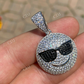 14k Gold Cool Smiley Emoji Iced Pendant  customdiamjewel   
