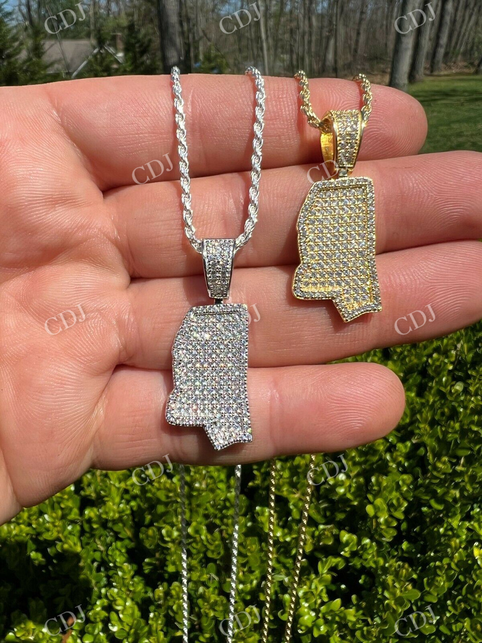Round Diamond Mississippi Shape Pendant  customdiamjewel   