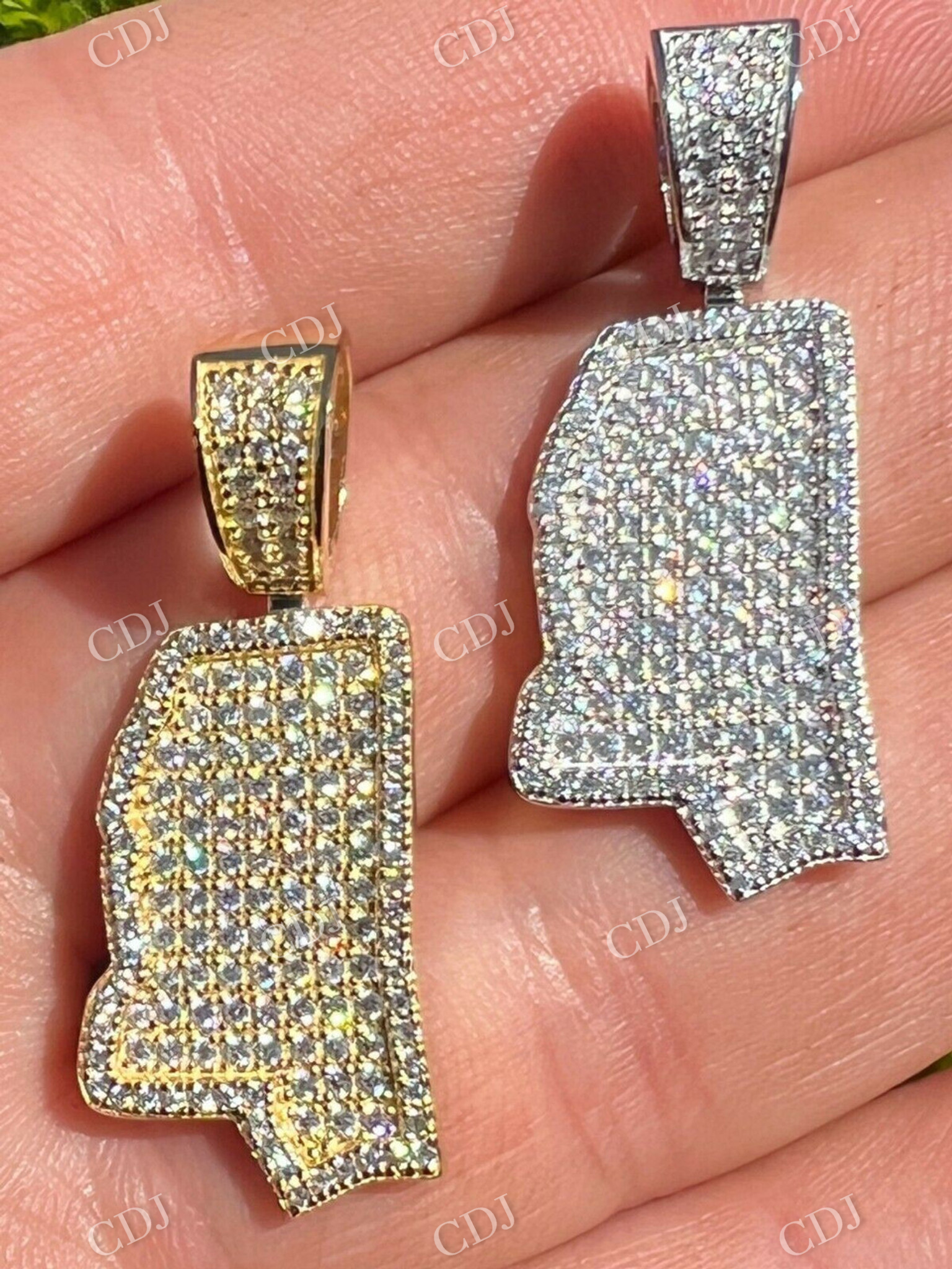 Round Diamond Mississippi Shape Pendant  customdiamjewel   