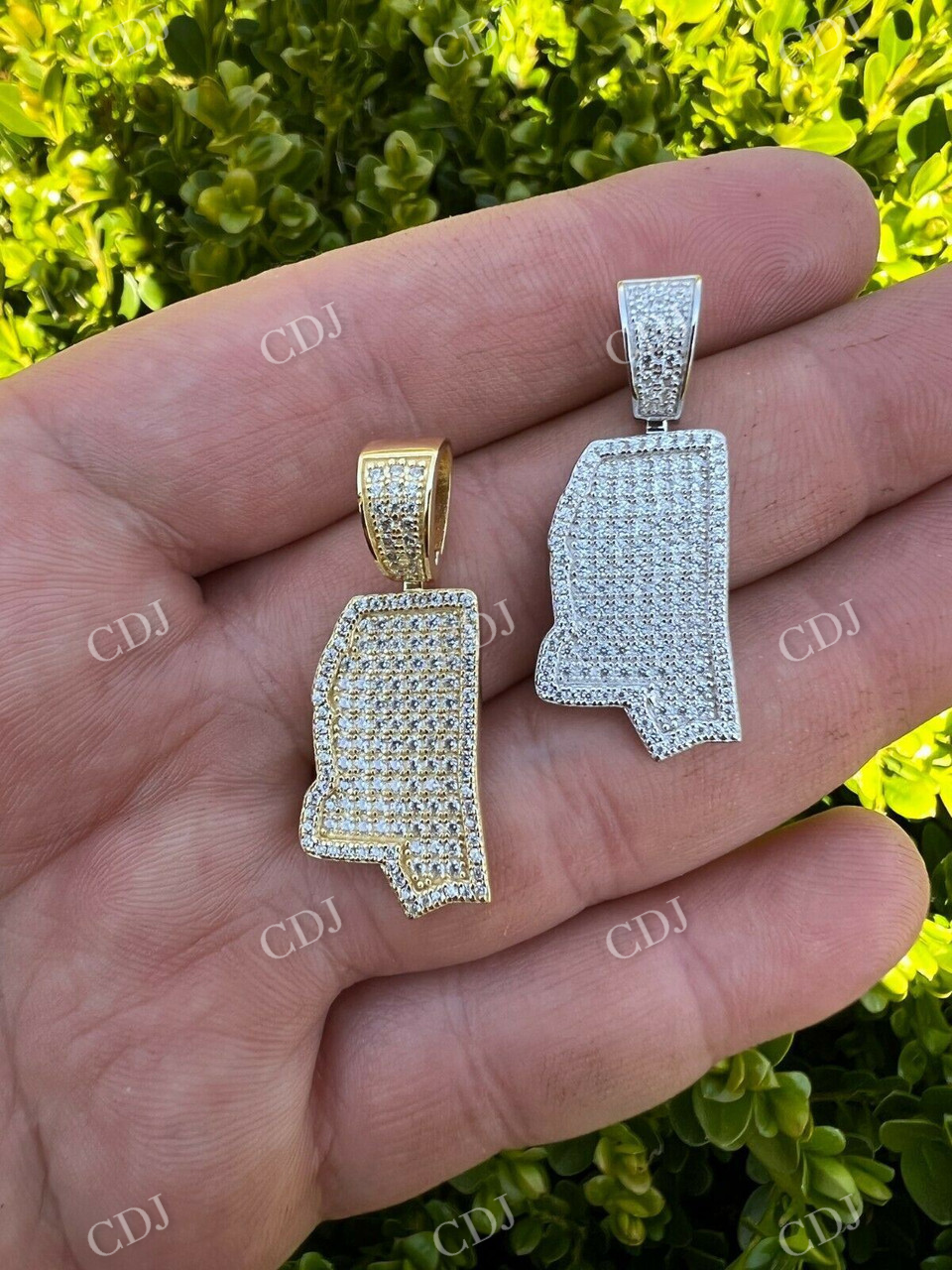 Round Diamond Mississippi Shape Pendant  customdiamjewel   