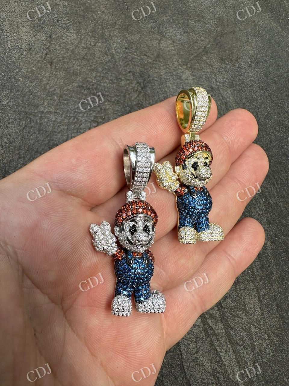 Round Diamond Super Mario Bros Pendant  customdiamjewel   