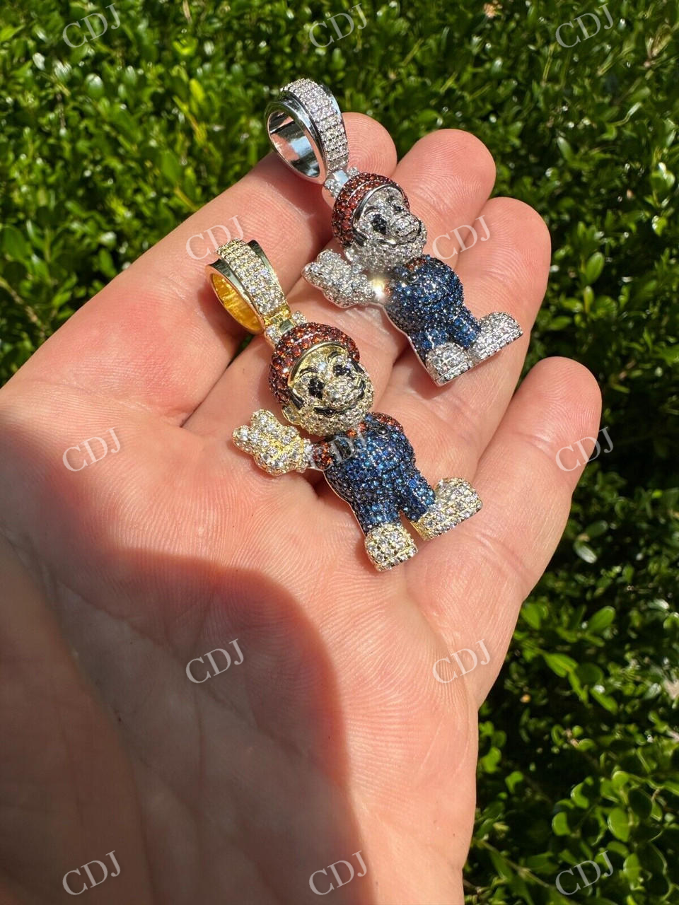 Round Diamond Super Mario Bros Pendant  customdiamjewel   