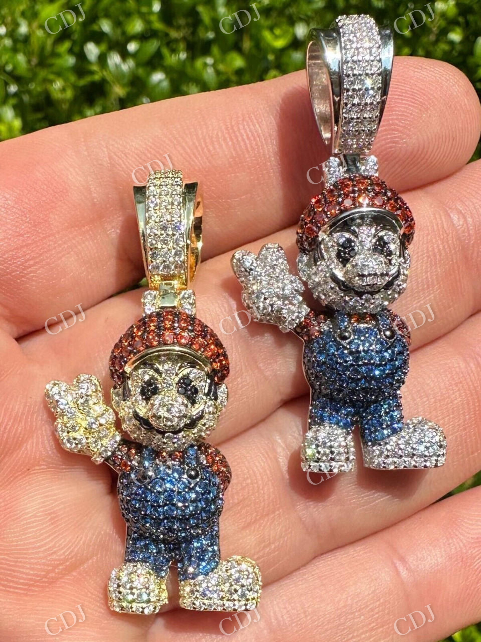 Round Diamond Super Mario Bros Pendant  customdiamjewel   