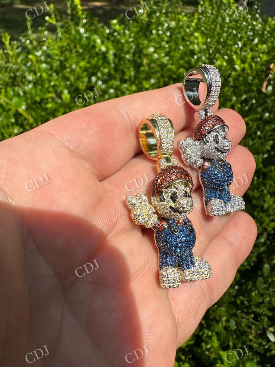 Round Diamond Super Mario Bros Pendant  customdiamjewel   