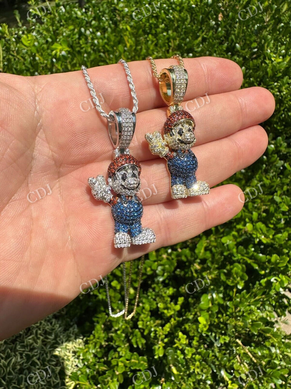Round Diamond Super Mario Bros Pendant  customdiamjewel   