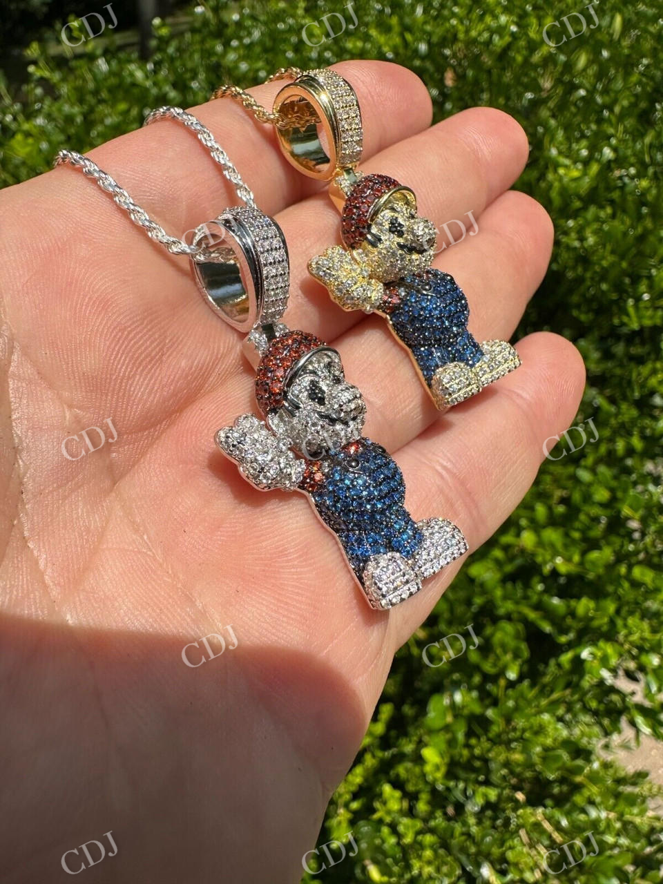 Round Diamond Super Mario Bros Pendant  customdiamjewel   