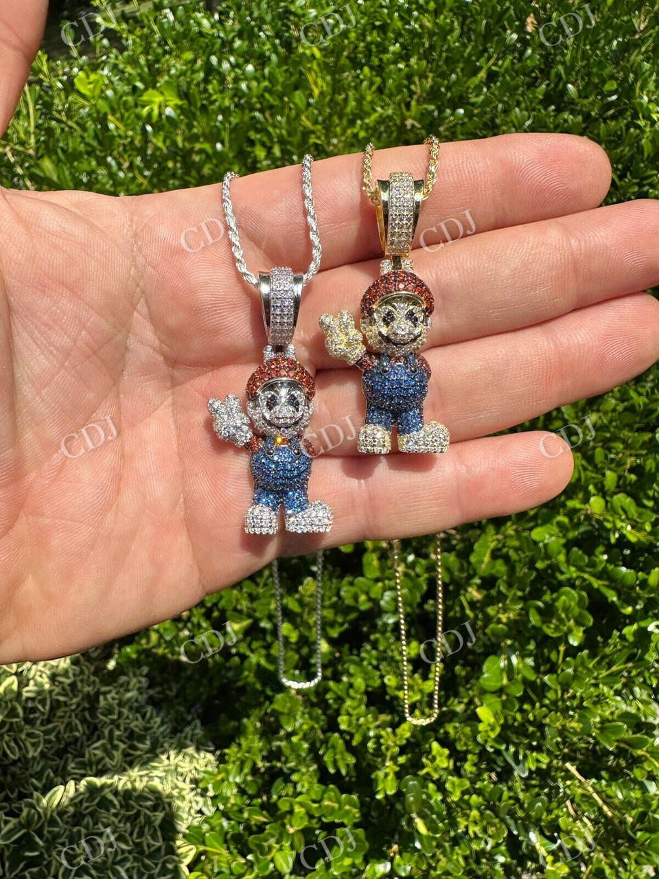 Round Diamond Super Mario Bros Pendant  customdiamjewel   