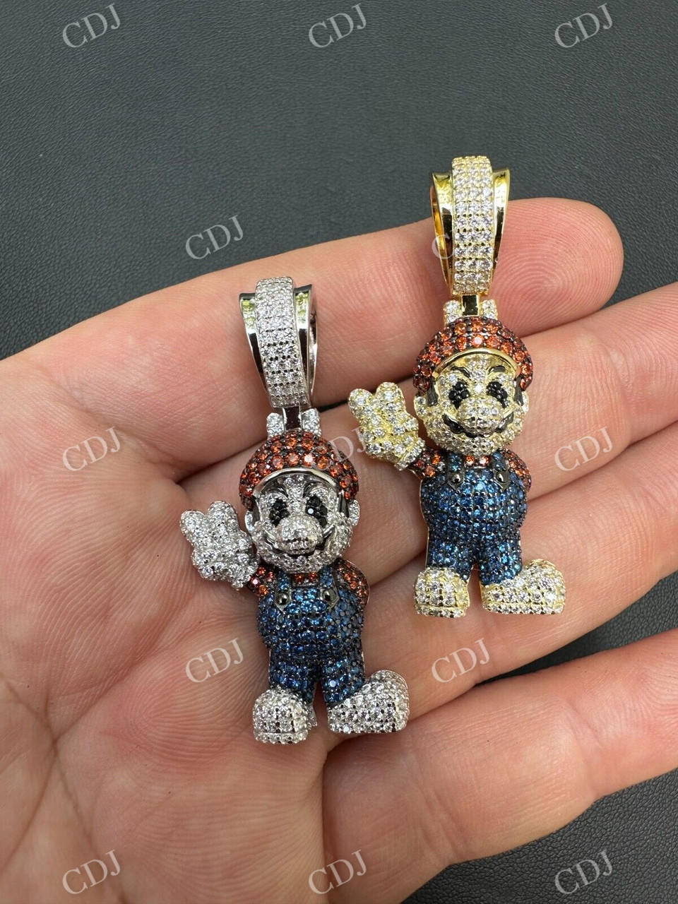 Round Diamond Super Mario Bros Pendant  customdiamjewel   