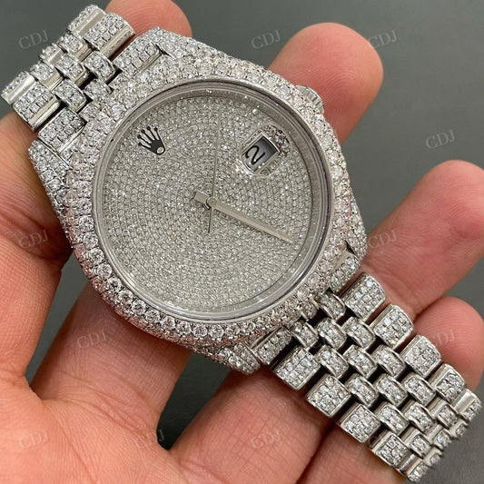 Fully Iced Out Round Moissanite Diamond Rolex Jubilee Luxury Wrist Watch customdiamjewel