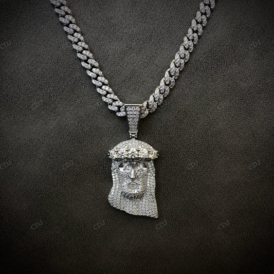 Hip hop Sterling Silver Iced Out Jesus Pendant hip hop jewelry CustomDiamJewel
