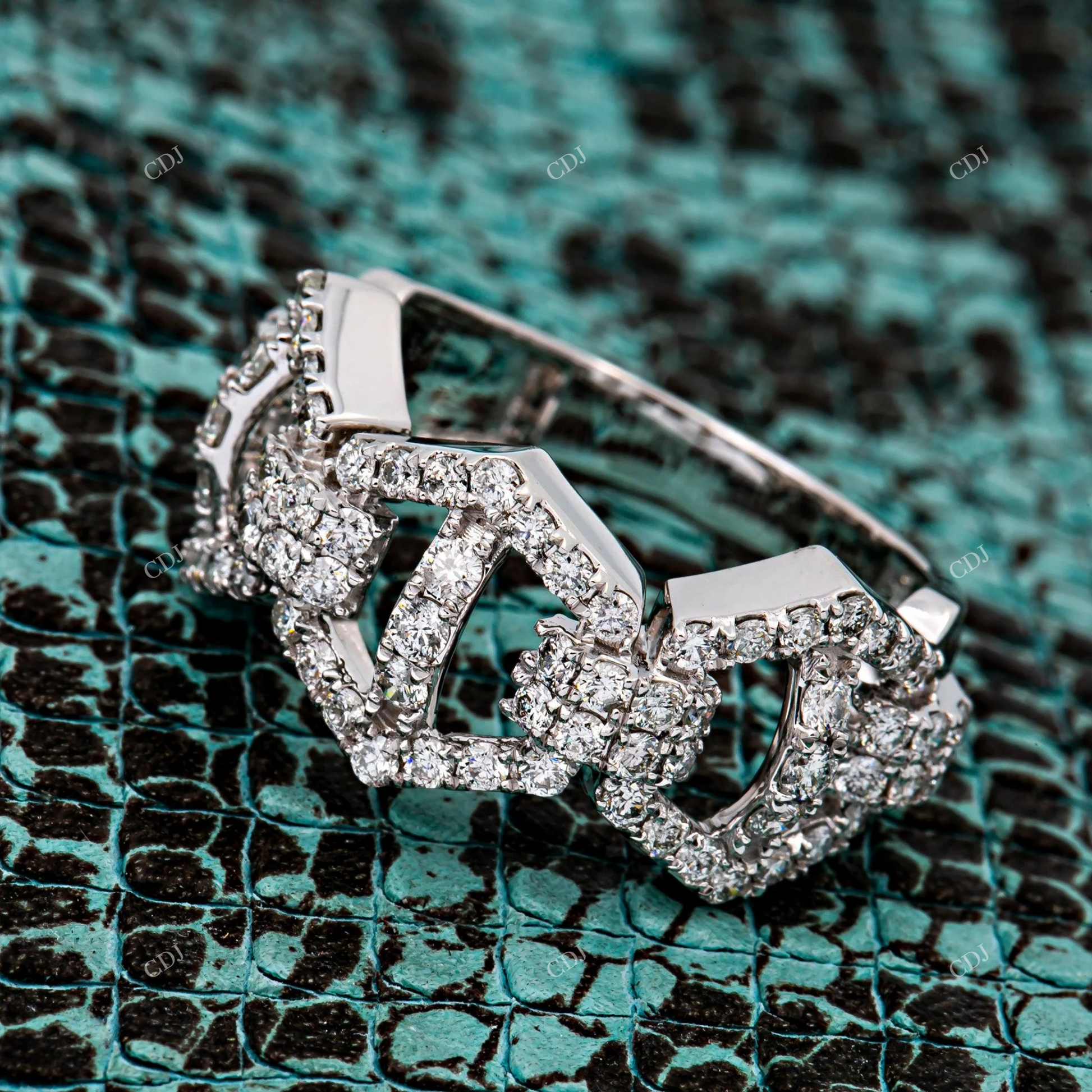 Unique Hip Hop Style Moissanite Silver Link Ring hip hop jewelry customdiamjewel