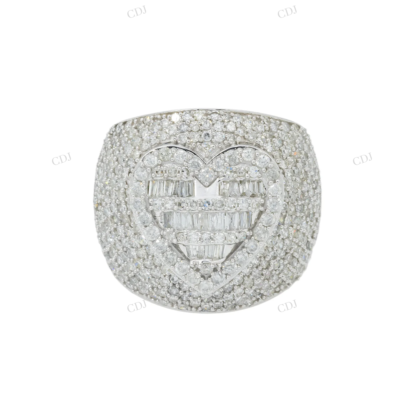 Silver Moissanite Heart Statement Ring Hip Hop Ring customdiamjewel