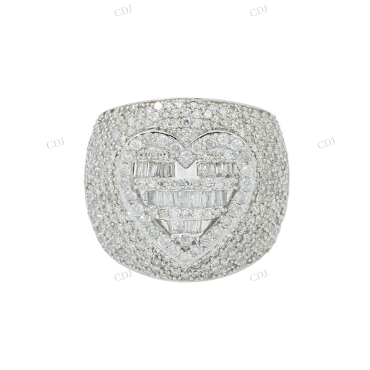 Silver Moissanite Heart Statement Ring Hip Hop Ring customdiamjewel