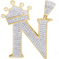 Natural Diamond Initial Crown N Letter Pendant CustomDiamJewel