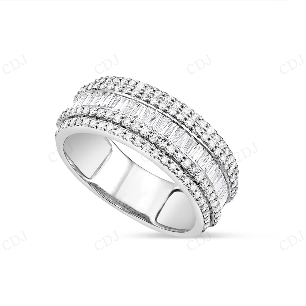 14kt White Gold Moissanite Baguette Half Eternity Ring hip hop jewelry CustomDiamJewel