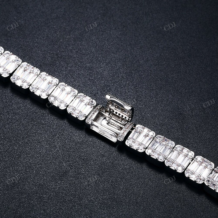 8MM Baguette Diamond Rose Gold Tennis Chain hip hop jewelry CustomDiamJewel