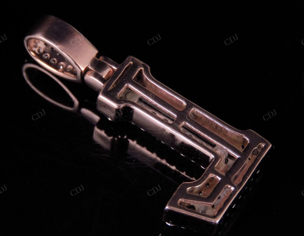 1.5" 1.20 CTW 18K Two Tone Gold Natural Diamond Initial 'L' Letter Pendant CustomDiamJewel