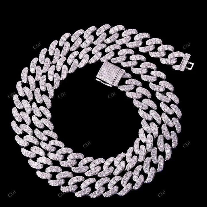 VVS Moissanite 925 Silver Miami Cuban Chain For Unisex CustomDiamJewel