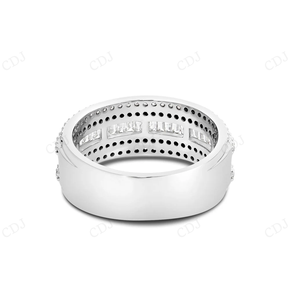 14kt White Gold Moissanite Baguette Half Eternity Ring hip hop jewelry CustomDiamJewel