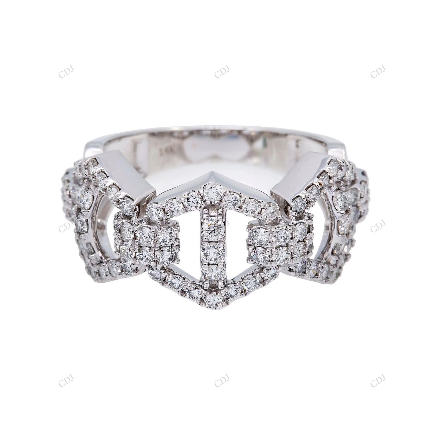 Unique Hip Hop Style Moissanite Silver Link Ring hip hop jewelry customdiamjewel
