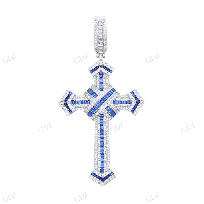 Iced Out Baguette Moissanite Diamond Unique Cross Pendant hip hop jewelry CustomDiamJewel