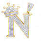 Natural Diamond Initial Crown N Letter Pendant CustomDiamJewel
